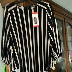 Adrianna Papell Black and White Relaxed Blouse